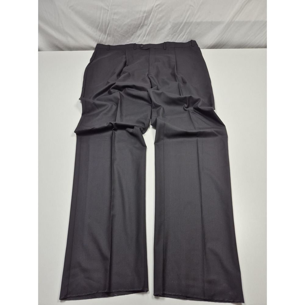 Tallia Dress Pants Mens 48x38 Black Wool Flat Front Unhemmed Big Tall NWT